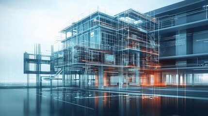 Poster - Cross Section of Smart Building Under Construction with Digital Elements
