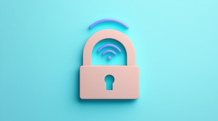 Poster - A Secure wireless connection symbol with padlock and Wi Fi signal, representing safety in technology