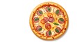 © IDEACENA - Pepperoni Pizza Topped with Fresh Basil on a White Background
