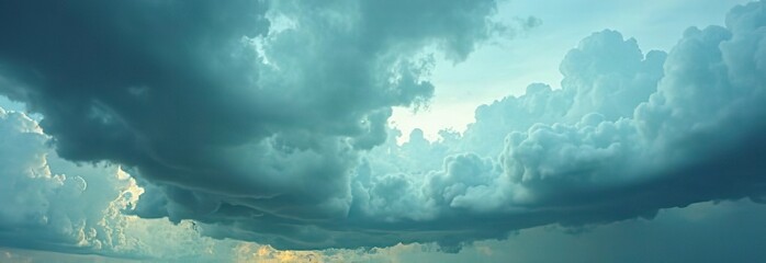 Wall Mural - pale dull blue gray white yellow sky with heavy clouds. dramatic background. storm hurricane wind ra