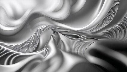 Poster - Intricate patterns of silver fabric create a mesmerizing swirl in soft light during a studio shoot