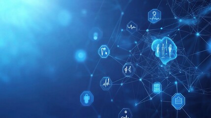 Poster - Abstract Technology Background in Healthcare with Icons and Networks