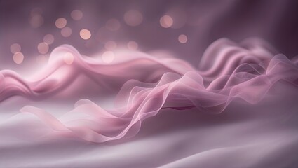 Poster - soft pink fabric gracefully flowing over a smooth surface with a subtle bokeh background creating an