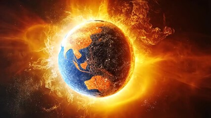 Wall Mural - Fiery Planet Half Frozen