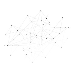 Geometrical triangle mesh line wire frame with dots isolated.