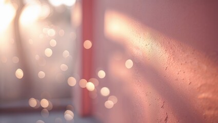 Poster - Sunlight filters through a window, creating soft reflections and shimmering light on a textured wall in the late afternoon