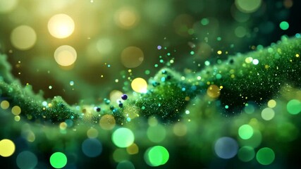 Wall Mural - abstract green sparkling particle illustration with bokeh effect and soft lighting