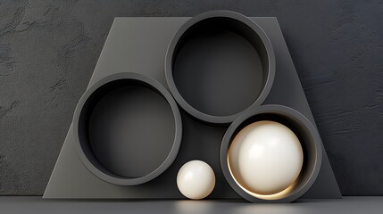 Leinwandbilder - Abstract Composition Featuring Geometric Shapes and Spherical Elements