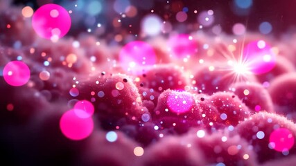 Wall Mural - abstract pink cloud formation with sparkling bokeh lights and bright radiant glow