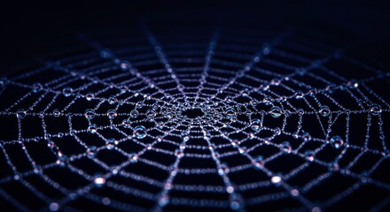 Dew Covered Spiderweb Macro Photography Nature s Intricate Design Close up Detail