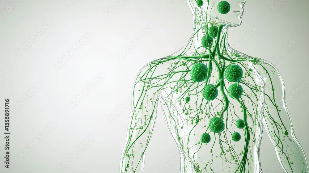 Stock-Illustration „Lymphatic system with diagram showing fluid flow