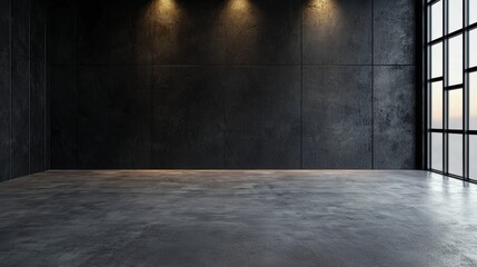 Poster - Clean Black Wall with Faint Shadow and Minimalist Text in Arabic