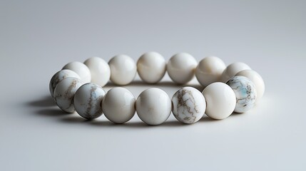 Leinwandbilder - Close-up of elegant minimalist beaded bracelet with white beads