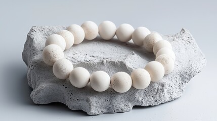 Leinwandbilder - Minimalist beaded bracelet on soft white background clean presentation