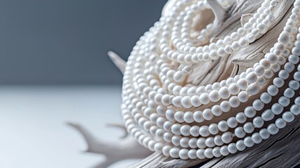 Leinwandbilder - Minimalist Beaded Strand on Soft White Base with Uncluttered Look and Text