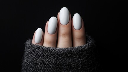 Leinwandbilder - Minimalist Elegant Fingers Holding Bright Chalk on White Background