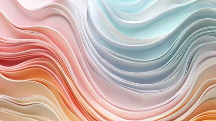 Poster - soft multicolor pastel waves creating a surreal 3d abstract background with smooth and elegant motio