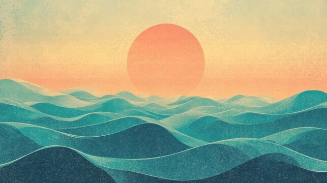Summer-themed poster background with retro grainy noise texture and seamless teal gradient effect. Ideal for modern abstract designs.