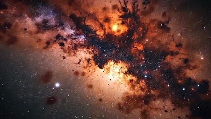 Wall Mural - Vibrant Cosmic Nebula Displaying Red And Orange Hues Across the Universe