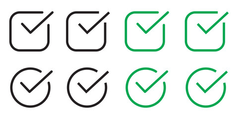 Poster - Checkmark icon. Green checkmark vector set. Checked check box sign.