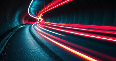 Poster - Car light trails within the tunnel. Long exposure image captured in a tunnel.