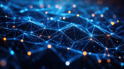 Poster - Abstract technology network with connecting lines and glowing nodes symbolizing global connections and innovative digital transformation processes