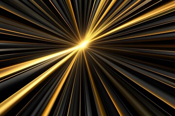 Poster - Abstract gold and black light rays burst.