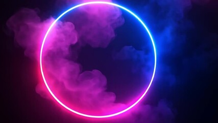 Poster - neon circle aura: a vibrant neon circle illuminates the surrounding with an ethereal glow, casting a