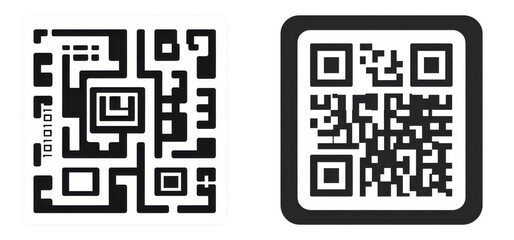 qr code abstract pattern black and white graphic design