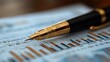 © isrofiyah - Financial Analysis: A Close-Up of a Gold-Trimmed Pen Resting on Detailed Financial Charts and Graphs