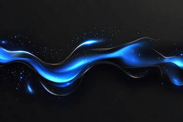 Aufkleber - Abstract blue glowing wave on dark background.