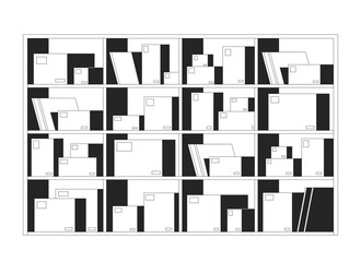 Poster - storage shelves with boxes and documents 2d line object. logistics, archive filing, cardboard. organ