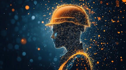 Poster - Abstract Geometric Particles Forming Shape of Human Silhouette