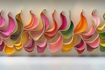 Poster - a vibrant and textured pattern of colorful, curved petals creates an eye-catching abstract compositi