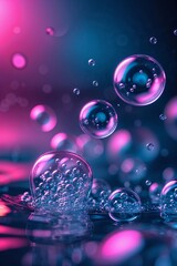 Poster - Bubbles floating in vibrant colors create a mesmerizing visual display in an artistic setting