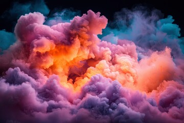 Poster - Colorful smoke explosion against dark background for abstract visuals or design