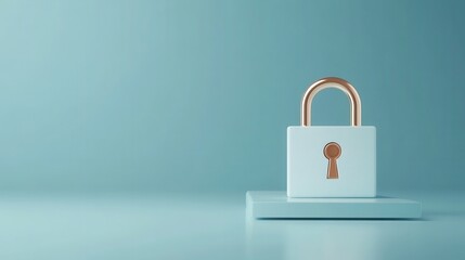 Aufkleber - Digital Lock Icon Floating Above a Secured Modem in a Minimal Setting