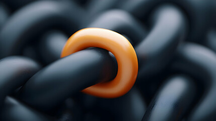 Poster - Closeup of Interlocking Gold and Black Chain Links