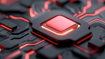 Poster - Closeup of Red and Black Futuristic Circuit Board