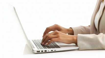 Poster - Focused Asian Businesswoman Typing on Laptop in Professional Setting