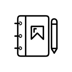 Poster - notebook with pencil and bookmark icon illustration  