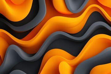 Aufkleber - Abstract, vivid, background featuring orange and gray wavy shapes for presentations