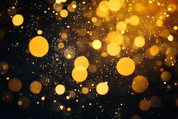Poster - Abstract golden bokeh lights on black background.