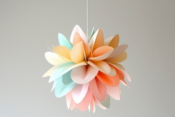 Aufkleber - Paper flower hanging art, crafted paper decor, in a bright, pastel color combination