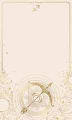 Wall Mural - sagittarius zodiac sign on beige aesthetic background with copy space, astrological symbols, modern 