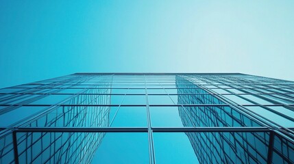 Poster - Modern Structural Steel Framework Against Clear Blue Sky
