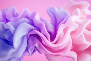 Aufkleber - Flowing pastel fabric waves dynamically on a soft pink background for presentation