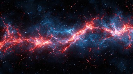 Poster - Cosmic collision vibrant energy waves in space digital art abstract universe immersive view