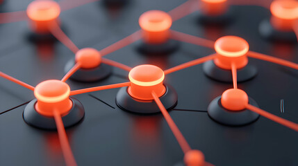 Aufkleber - Glowing Orange Network Nodes Abstract Technology Background