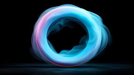 Poster - Glowing Ring of Blue and Pink Particles on Dark Background